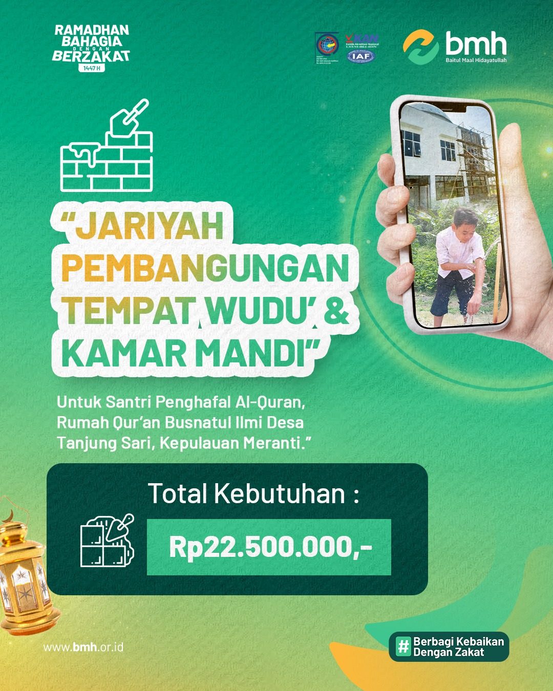 Sedekah Air Tempat Wudhu dan Kamar mandi Santri Penghafal Qur'an di Pedalaman Kepulauan Meranti